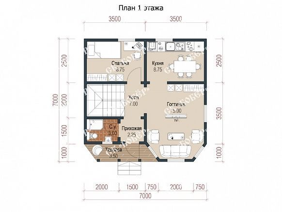 Дом из бруса 7х7. фото